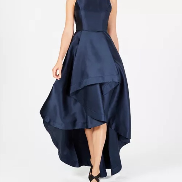 Adrianna Papell Blue High Low A-Line Halter Dress - Picture 1 of 6